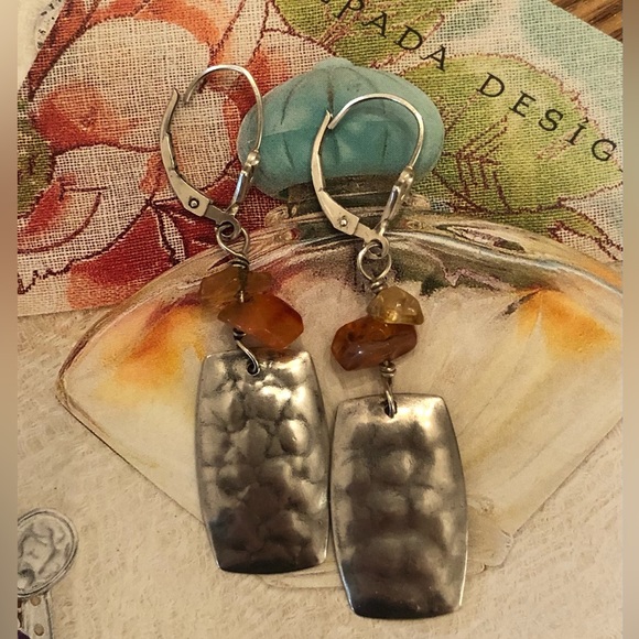 Silpada Jewelry - Rare Vintage Silpada Sterling Silver Citrine and Carnelian Stone Earrings W0887